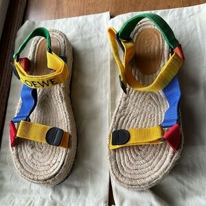 LOEWE
+ Paula's Ibiza color-block webbing espadrille sandals, sz 39